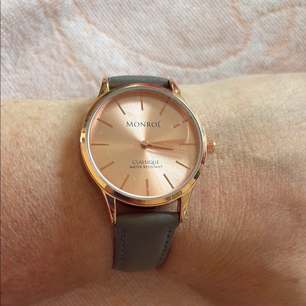Women's Rose Gold Watch with Gray Strap